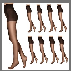 Leggs Size B 8 Pack Off Black Nylons Pantyhose
